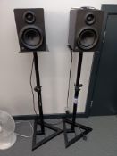 2 x Ultimate Support Jamstands Adjustable Height Speaker Stands & 2 x Active Studio Monitor Speakers