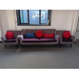 Grey & Purple 3-Seater Sofa & 2 x Armchairs
