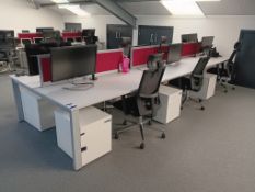 Metal Framed Approx. 15ft 9” x 5ft 4” 6-Person Workstation, 6 x Chrome Framed Black High Back Swivel