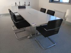Grey Approx. 7ft 3” x 3ft 3” Rectangular Power Ready Meeting Table, Approx. 4ft 11” 3-Door Unit (