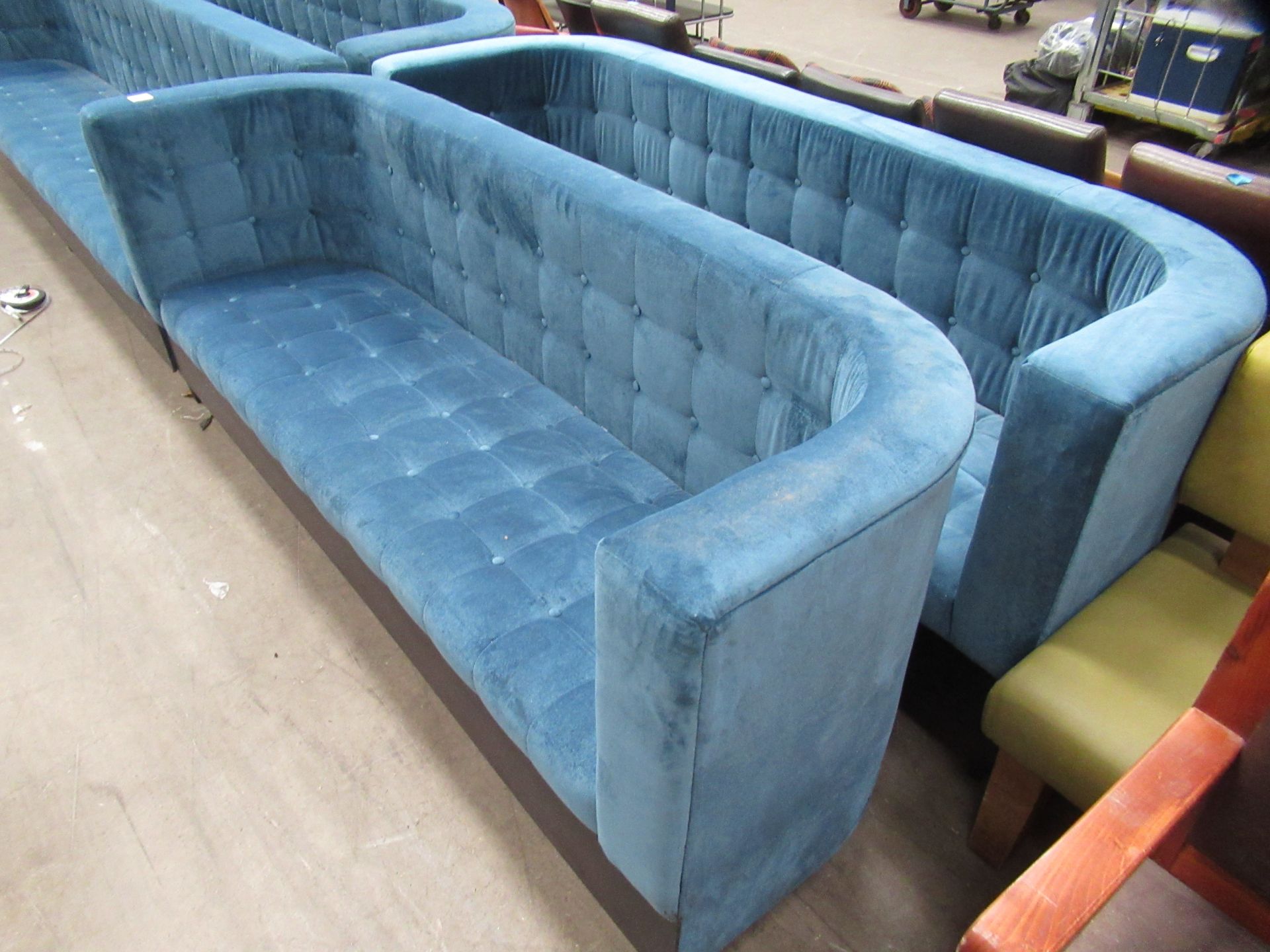 2 x Blue Upholstered Sofas - Image 2 of 2