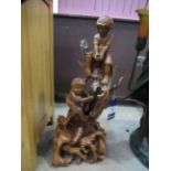 Carved Wooden Figure Depicting Two Boys