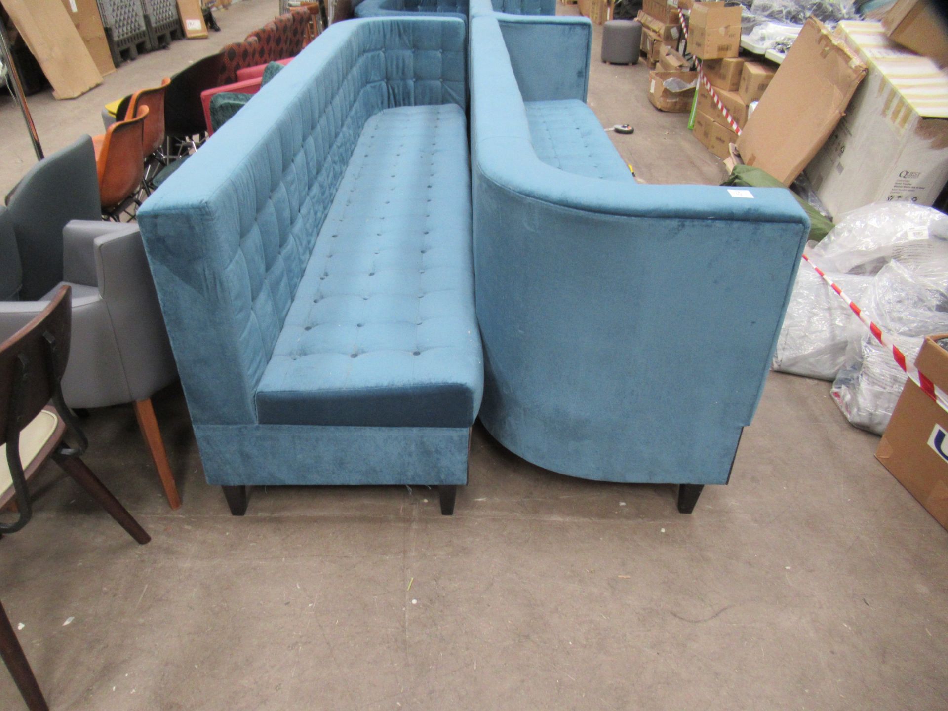 A Large Blue Upholstered Sofa - Image 2 of 3