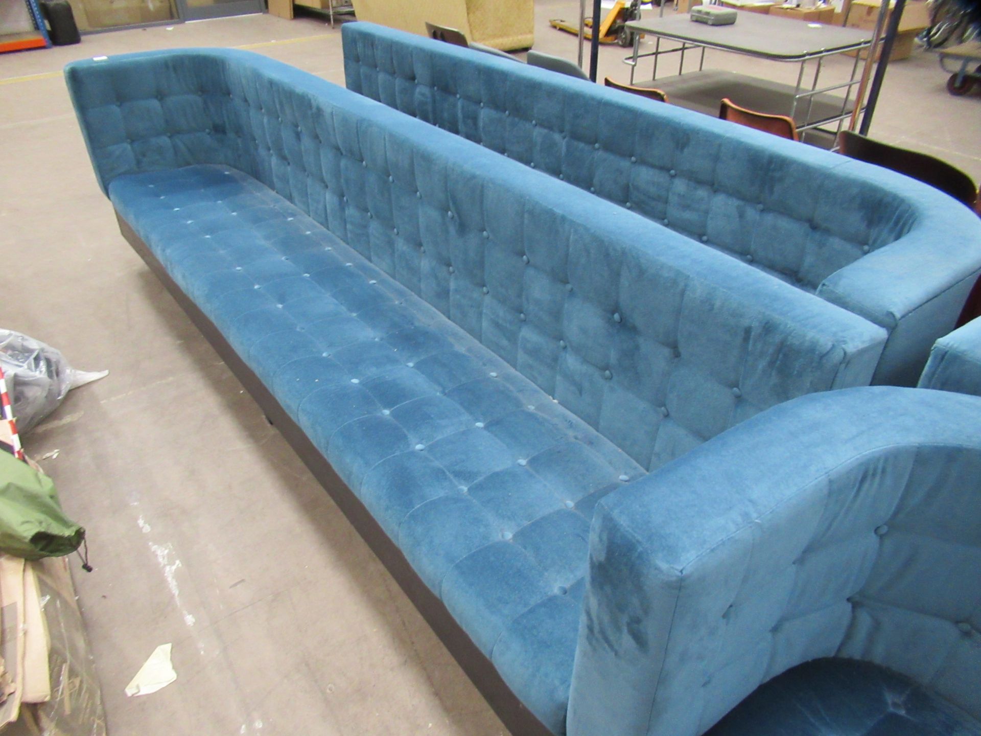 A Large Blue Upholstered Sofa - Image 3 of 3
