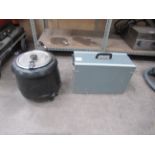 A field canteen/camping set 'unused' together with a 240V soup/food warmer