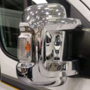 2 x Milenco Chrome Mirror Protector, Short Arm - Fits 2007 onwards Fiat Ducato, Peugeot Boxer and