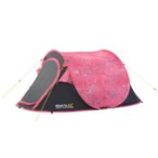 2 x Regatta Malawi 2-Man Pop Up Print Festival Tent Pink Grey - Designed with a 3000mm hydrostatic