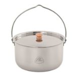 4 x Robens Ottawa Pot 4L - Strong stainless steel, Special handle with hook attachment point, Wood