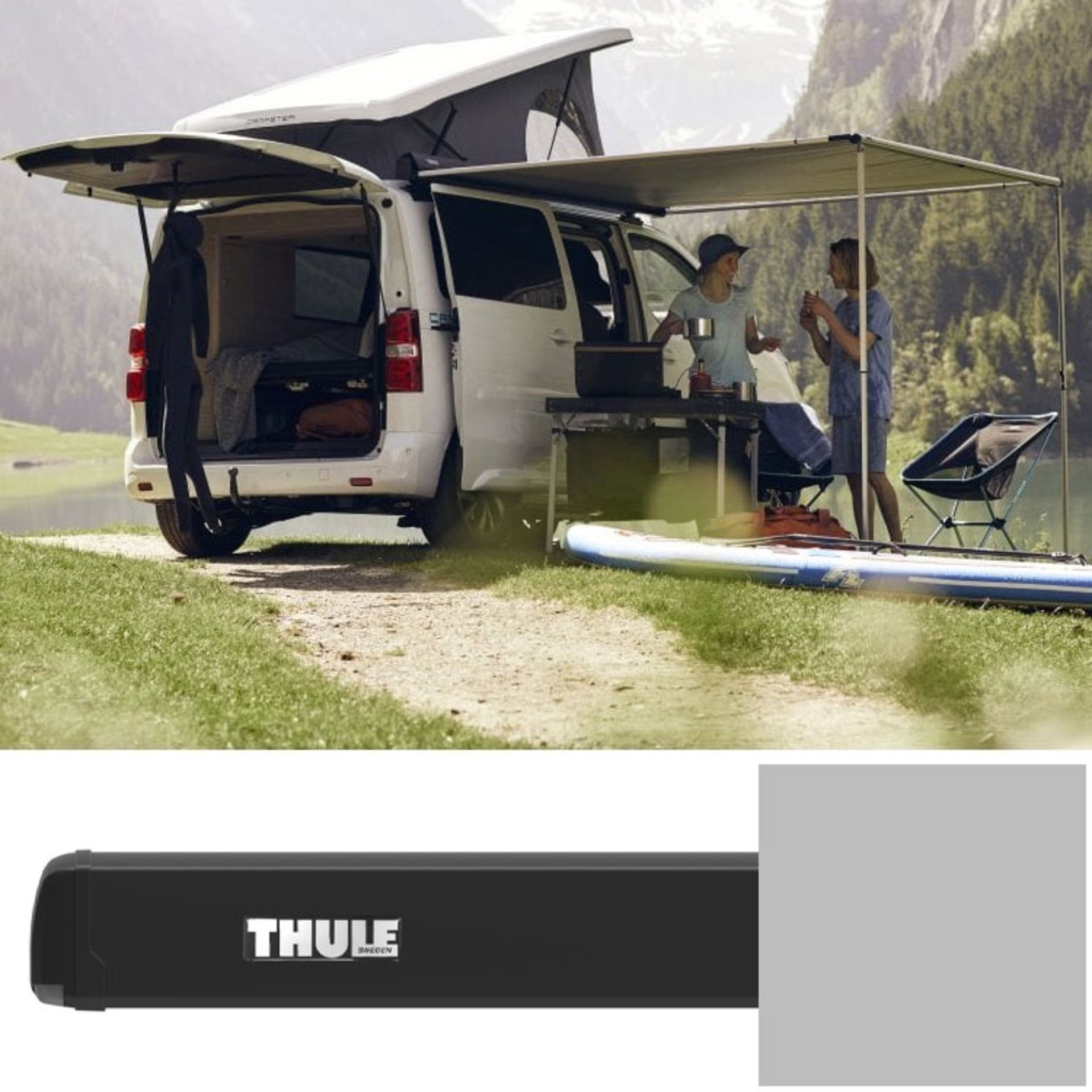 Open Box - Thule Omnistor 3200 Anthracite Awning - 1.90m x 2.50m, Uni Grey - lightweight manual