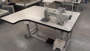 Typical GC6716 Flatbed Sewing Machine with large extension Serial Number 280100002, 240v