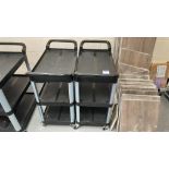 2 x Plastic Trolleys, as lotted per photos, Dimensions approx. 70cm (w) x 42cm(d) x 2cm (h)