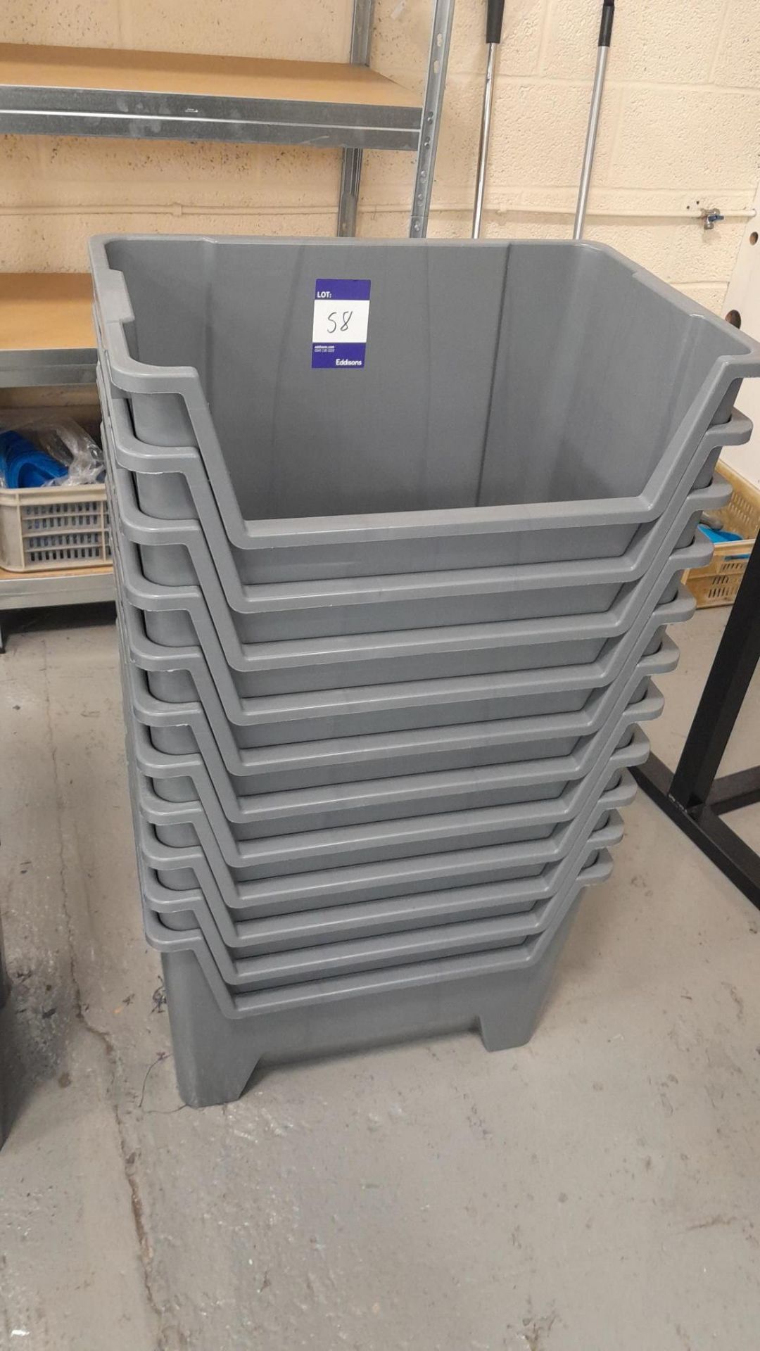 11 x Hi-Pas 60cm x 40cm x 40cm grey storage bins with 10 x spacers