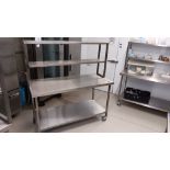 Stainless Steel Mobile Prep Table with Shelf Under and Gantry Over attachment 1,500 x 650 (