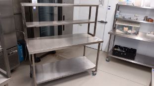 Stainless Steel Mobile Prep Table with Shelf Under and Gantry Over attachment 1,500 x 650 (