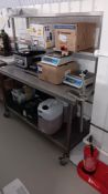 Stainless Steel Mobile Prep Table with Shelf Under and Gantry Over attachment 1,500 x 650 and Fitted