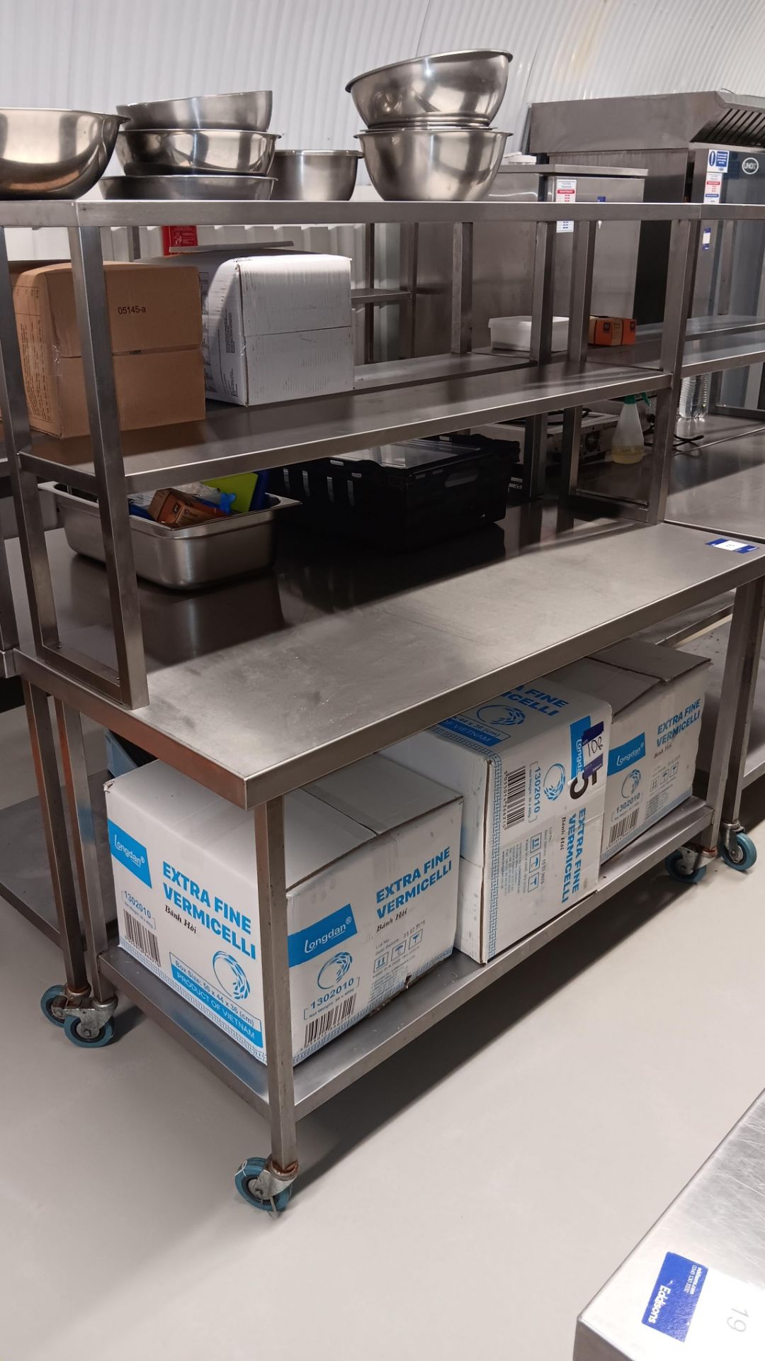 Stainless Steel Mobile Prep Table with Shelf Under and Gantry Over attachment 1,500 x 650 (