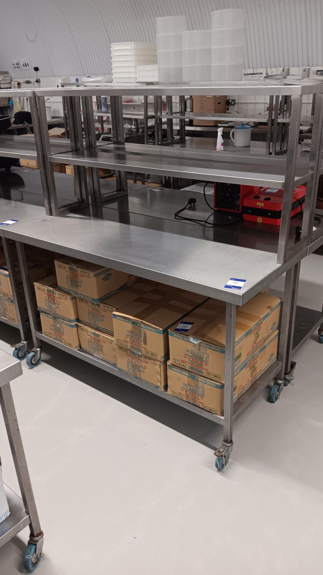 Stainless Steel Mobile Prep Table with Shelf Under and Gantry Over attachment 1,500 x 650 (