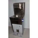 Unbadged Stainless steel foot operated handwash station with waste basket, napkin dispenser and soap