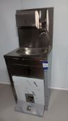 Unbadged Stainless steel foot operated handwash station with waste basket, napkin dispenser and soap