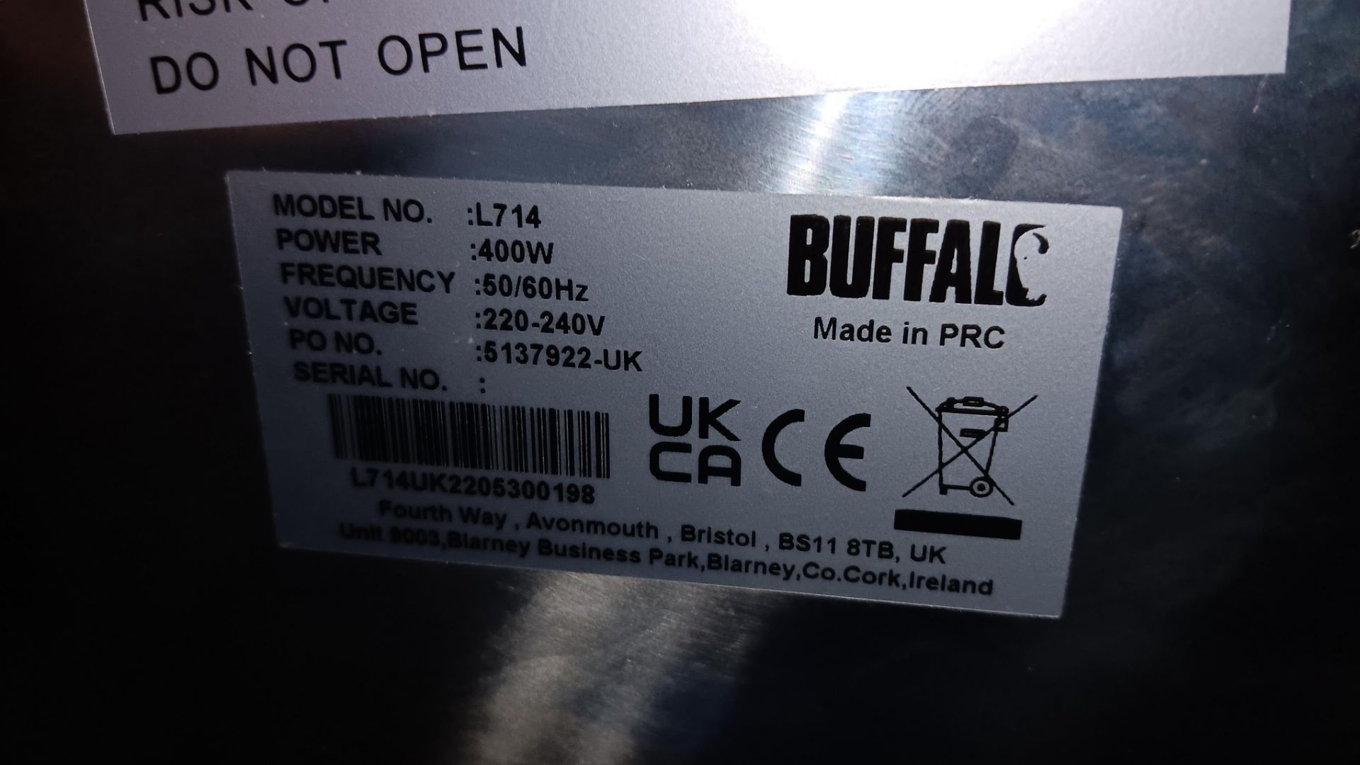 Buffalo HE154 4.7Ltr electric Airpot, Serial number HE1542108529 and Buffalo L714 Stainless steel - Image 5 of 5