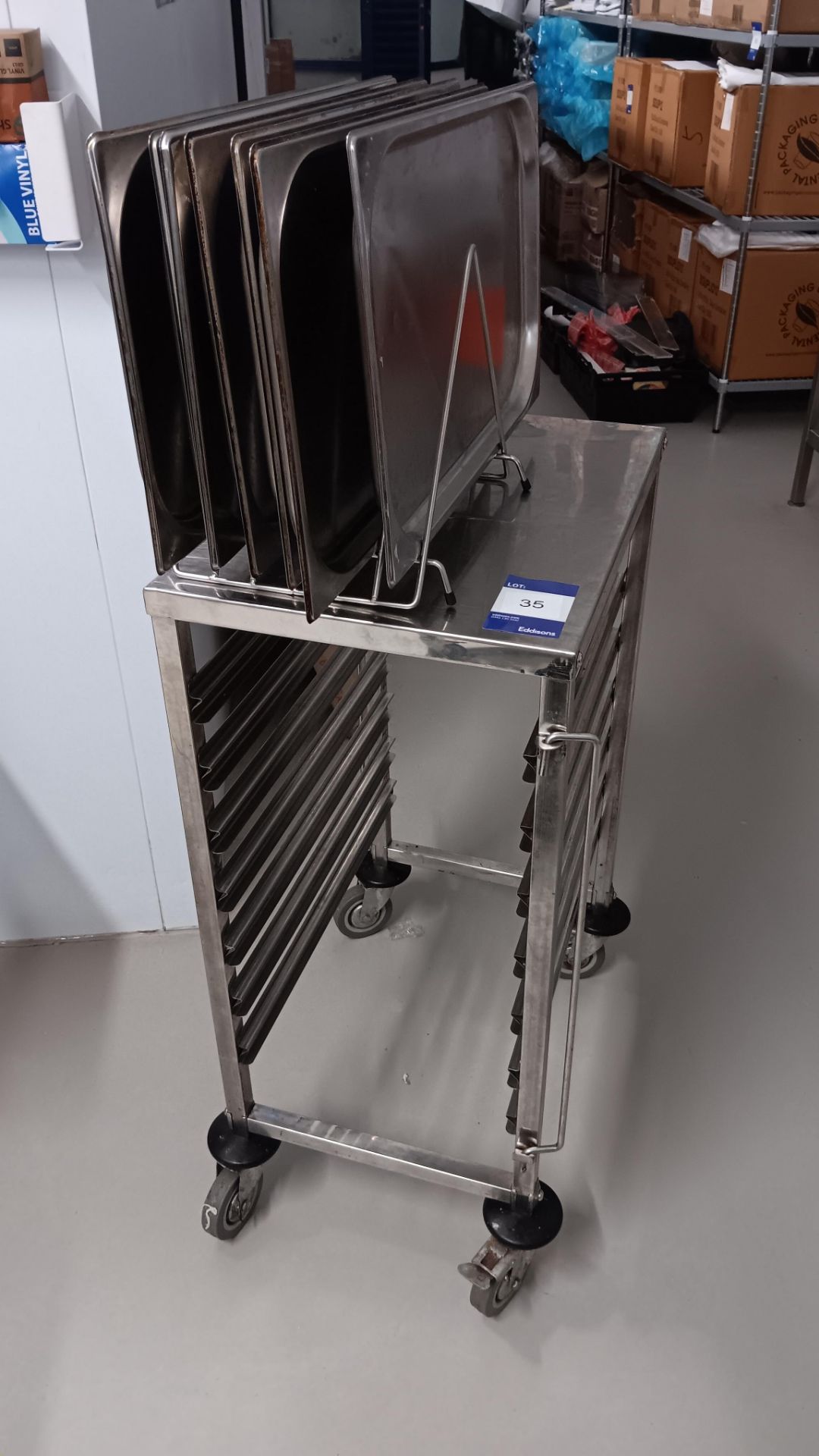 Stainless Steel 7-Tier Gastonorm Racking Trolley with Trays