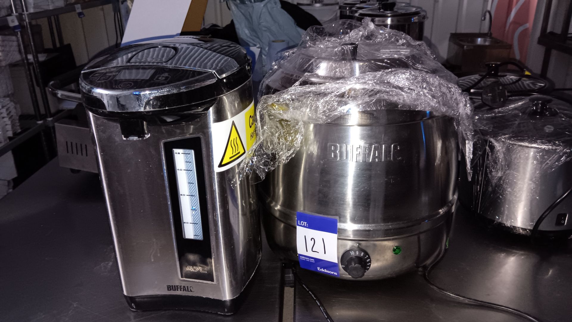 Buffalo HE154 4.7Ltr electric Airpot, Serial number HE1542108529 and Buffalo L714 Stainless steel