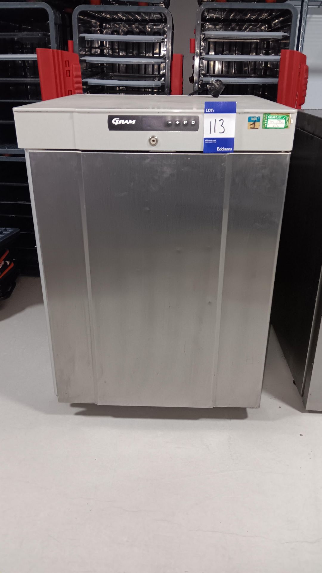Gram K210RG3N Stainless steel undercounter single door refrigerator, Serial number 10121530 (Aug