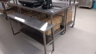 Stainless Steel Mobile Prep Table with Shelf Under and Gantry Over attachment 1,500 x 650 (