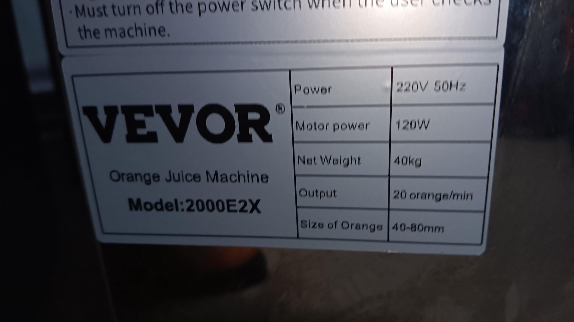 Vevor 2000E2X Commercial Orange juicer machine - Image 5 of 5