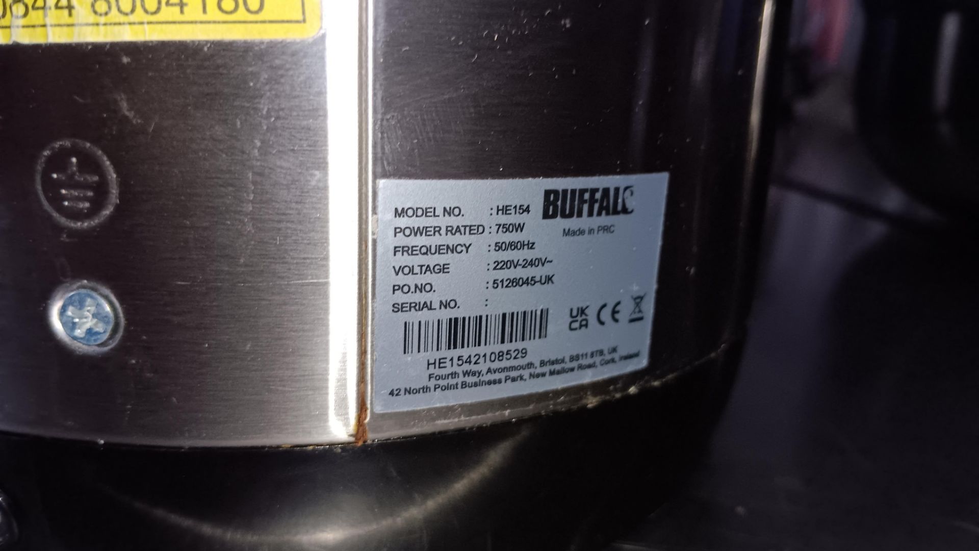 Buffalo HE154 4.7Ltr electric Airpot, Serial number HE1542108529 and Buffalo L714 Stainless steel - Image 3 of 5