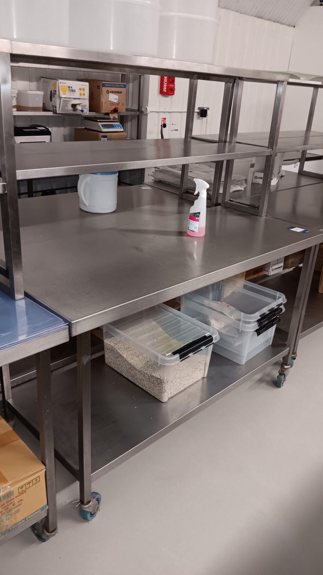 Stainless Steel Mobile Prep Table with Shelf Under and Gantry Over attachment 1,500 x 650 (