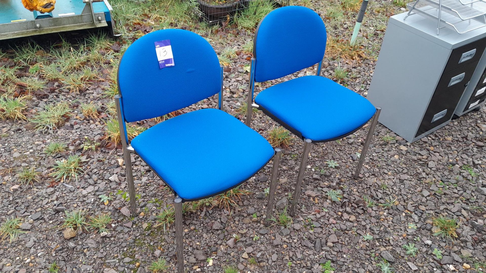 2 x Blue Chairs with metal frame, As lotted - Image 2 of 2