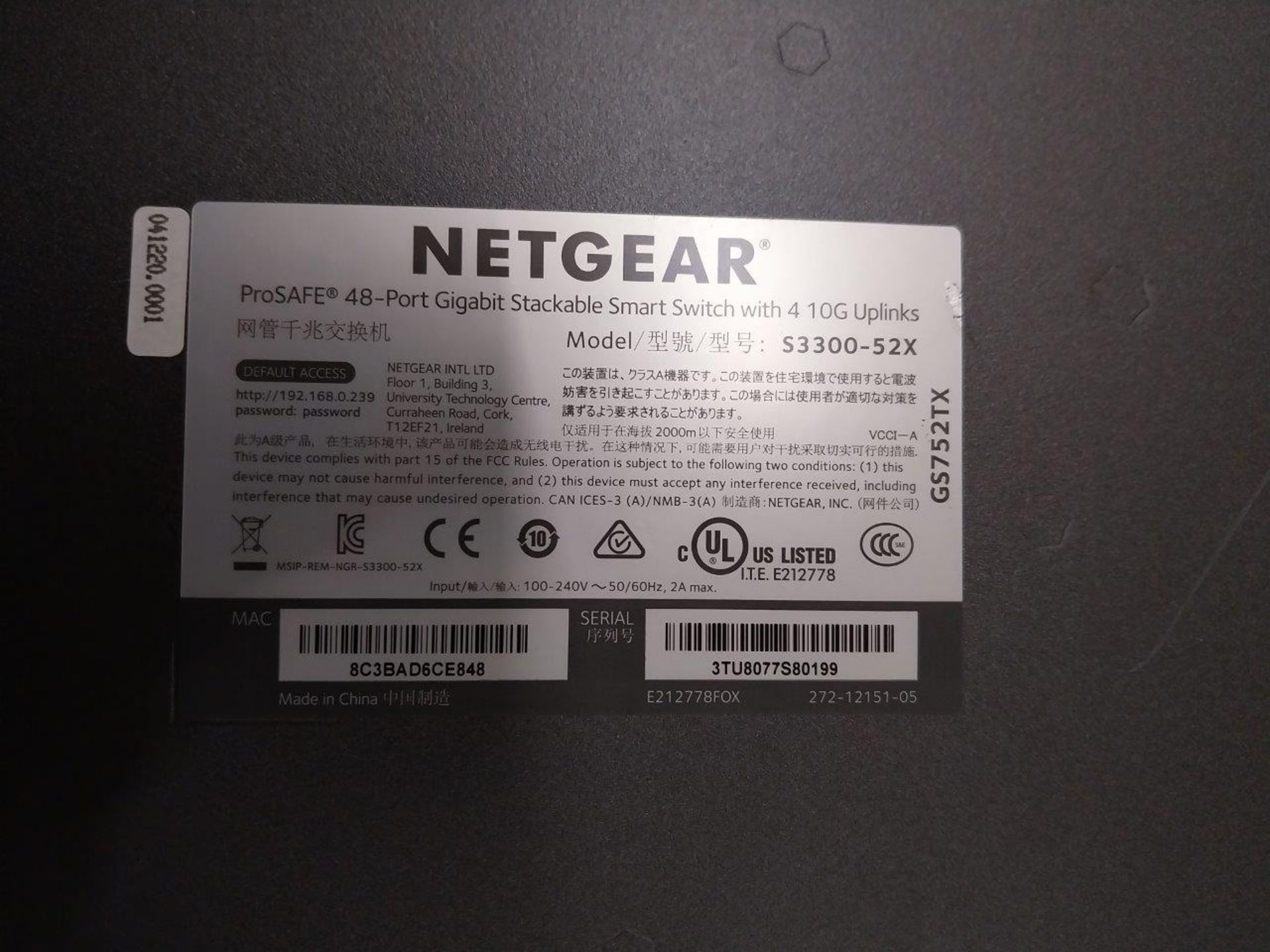 NETGEAR ProSAFE S3300-52X - Image 3 of 3