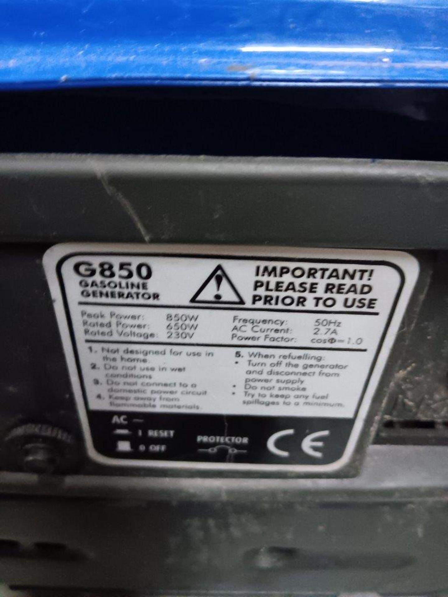 PRO USER G850 Maximum 850W Petrol Generator - Image 3 of 3