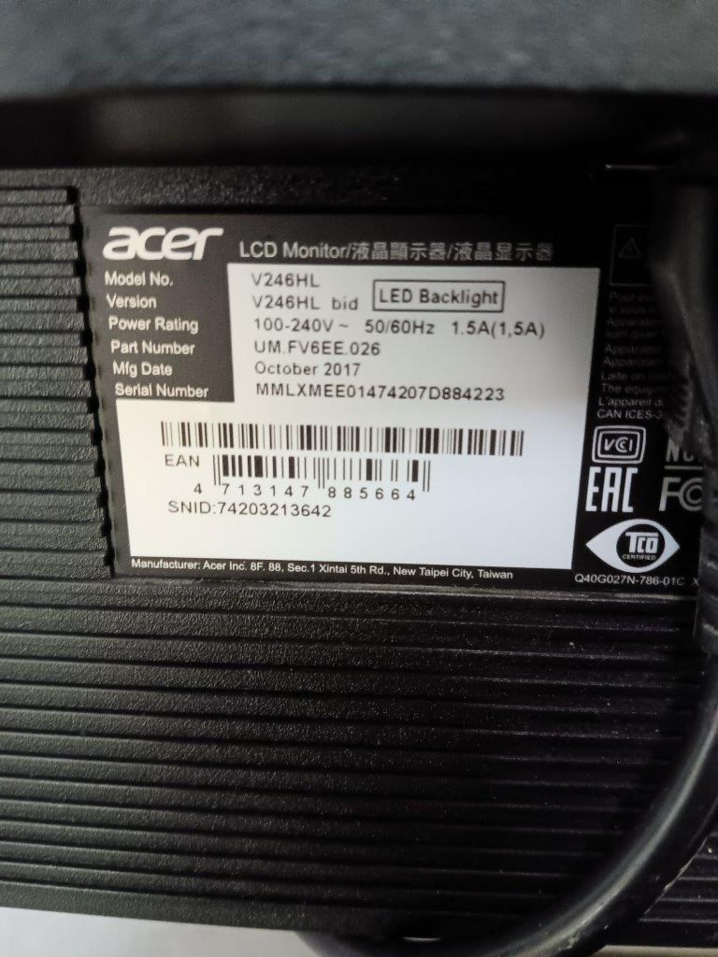 Acer V246HL 24in Monitor - Image 2 of 2