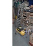 Stanley compressor (spares or repair), Digital scales (spares or repair) & stepladder