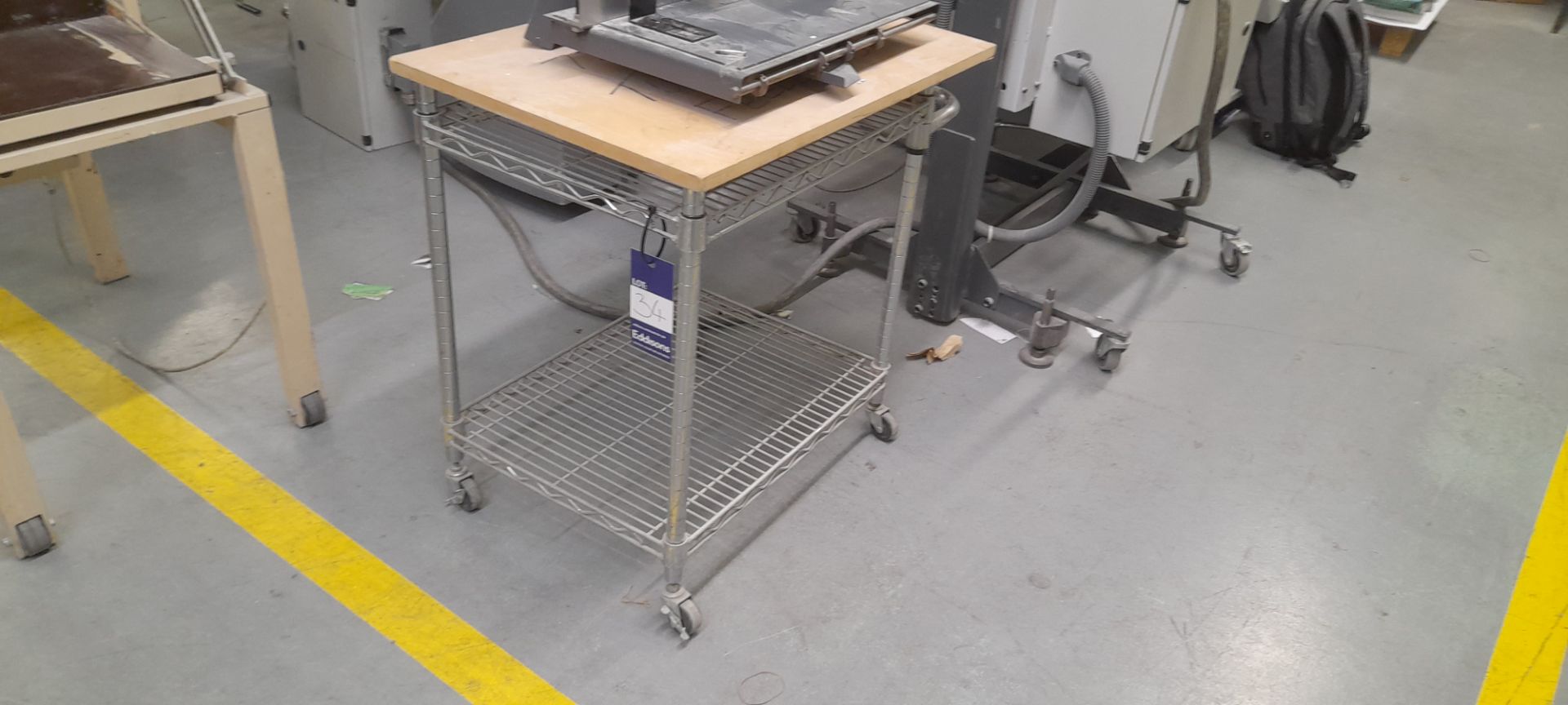 Two Tables & Chrome Wire Trolley - Image 4 of 4