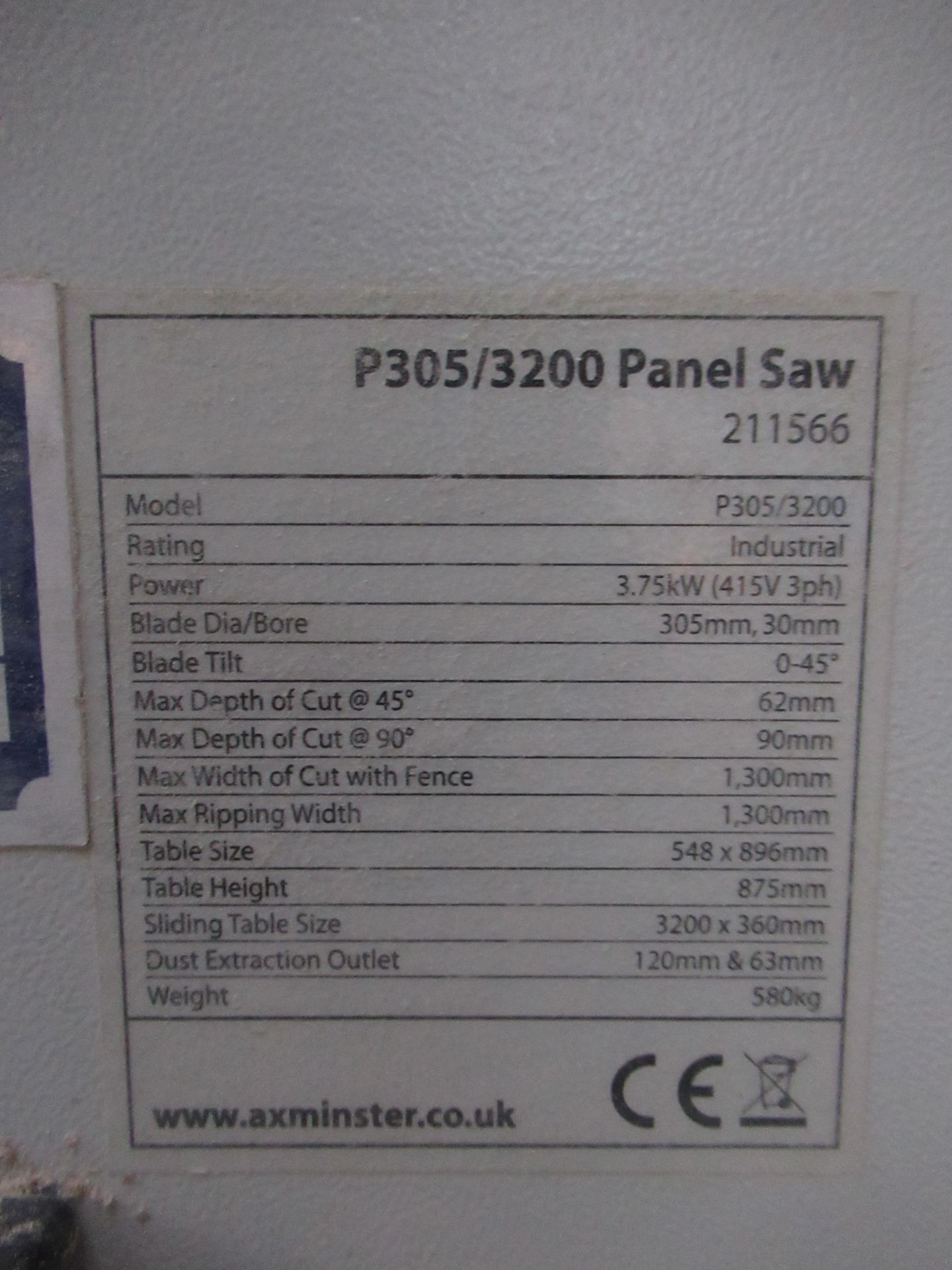 An Axminster 3200 Panel Saw 'C.E. Regs' - 3ph - Image 11 of 12