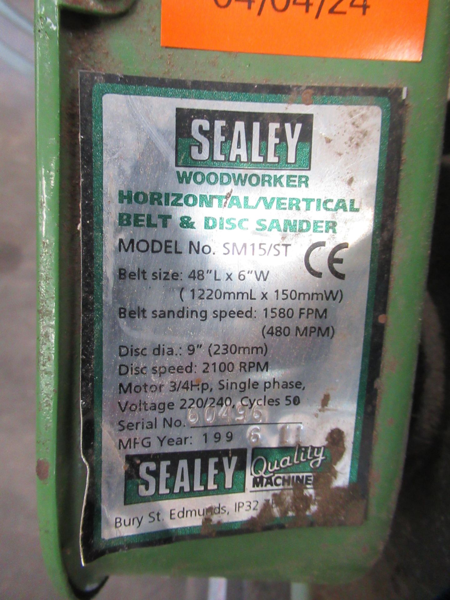 Sealey Horizontal/Verticle Belt & Disc Sander Model: SM15/ST - Bild 3 aus 5