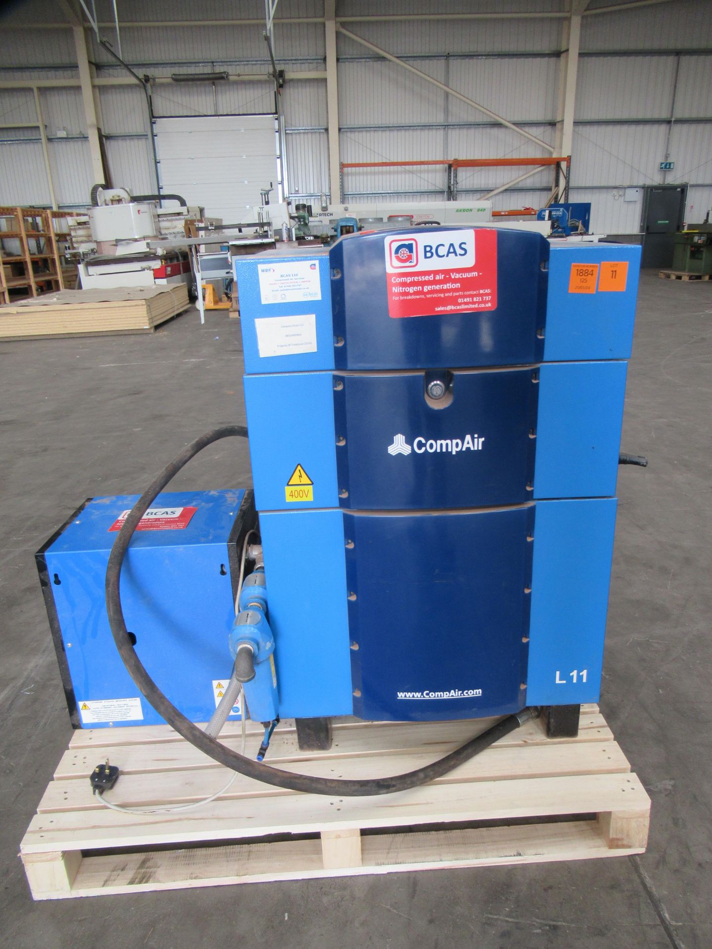 CompAir L11 Screw Compressor with Tundra Air Dryer and ABAC 200L Air Receiver Tank.