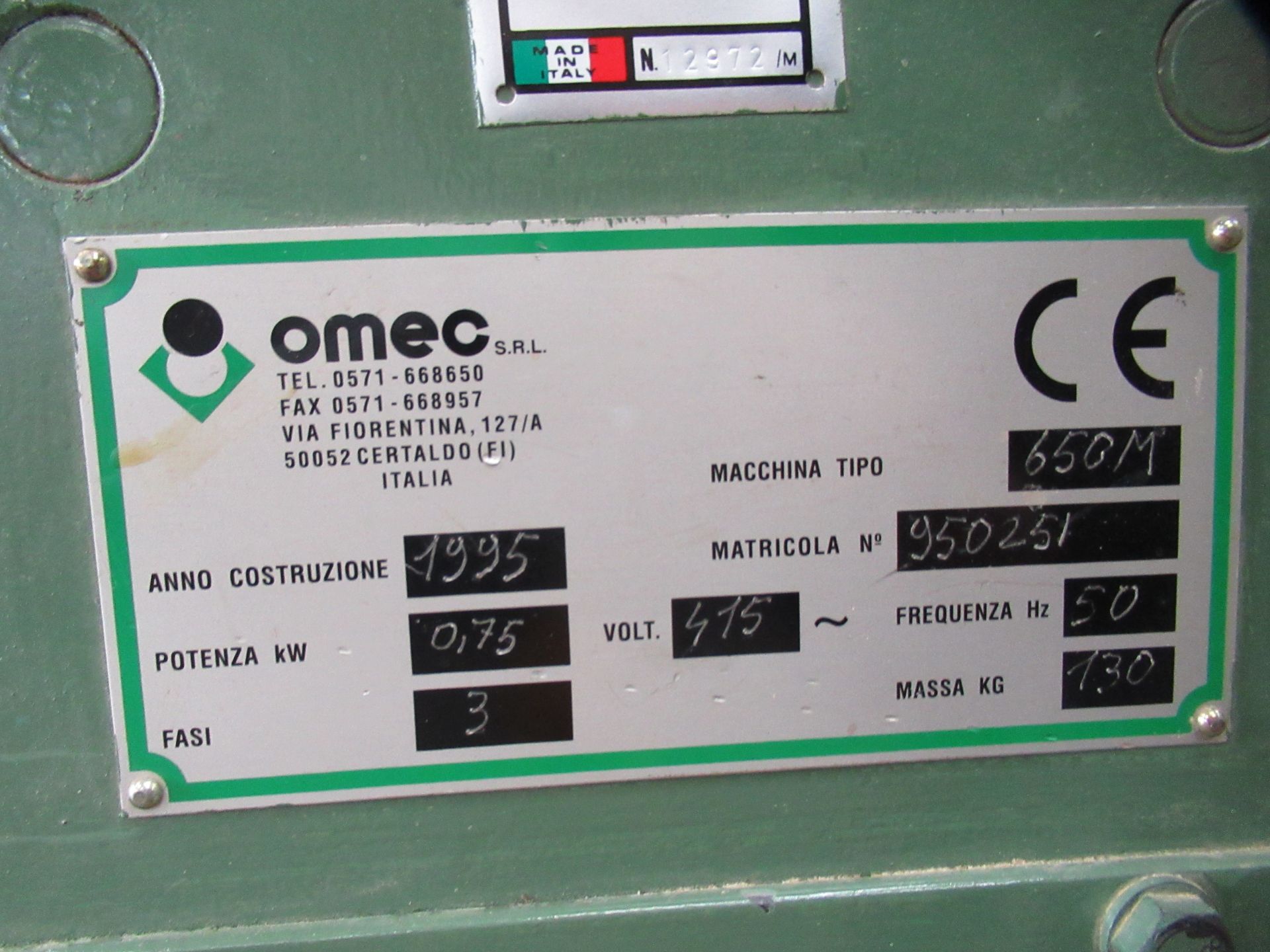 Omec 650-M Dovetail Machine - 3ph - Image 6 of 6