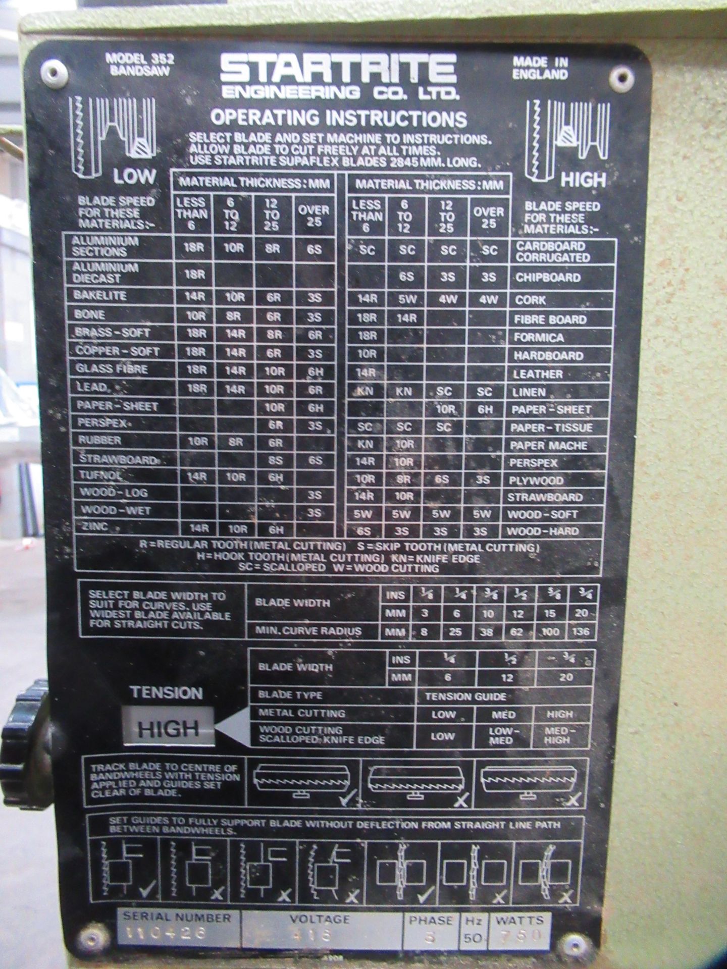 Startrite 352 Vertical Bandsaw - 3ph - Image 7 of 8