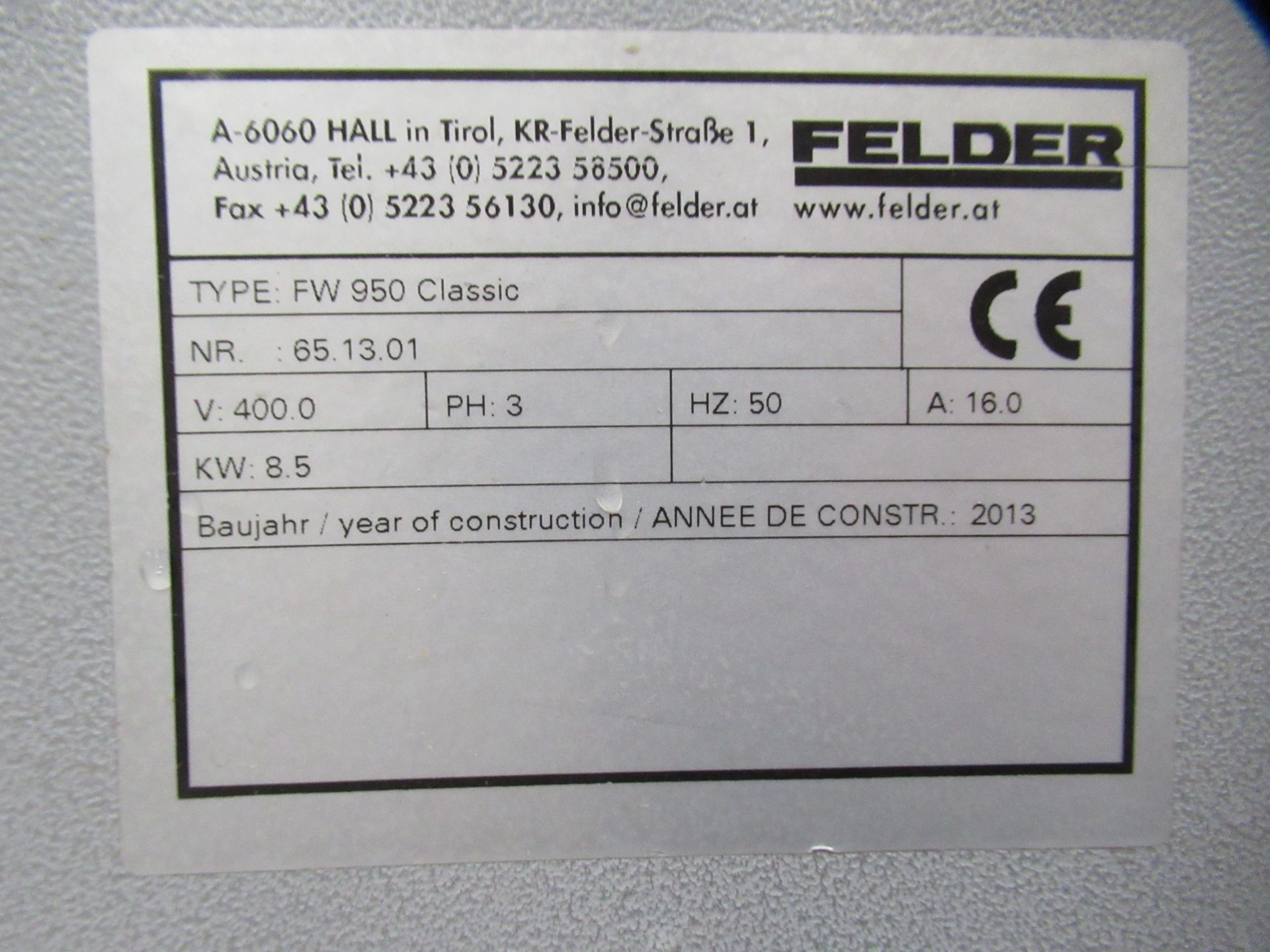 Felder FW950 Classic Horizontal Belt Sander - 3ph - Bild 7 aus 8