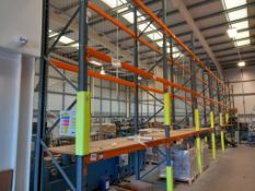 16 Bays of Dexion Speedlock boltless steel pallet racking with spare beams & guard railing & shelf