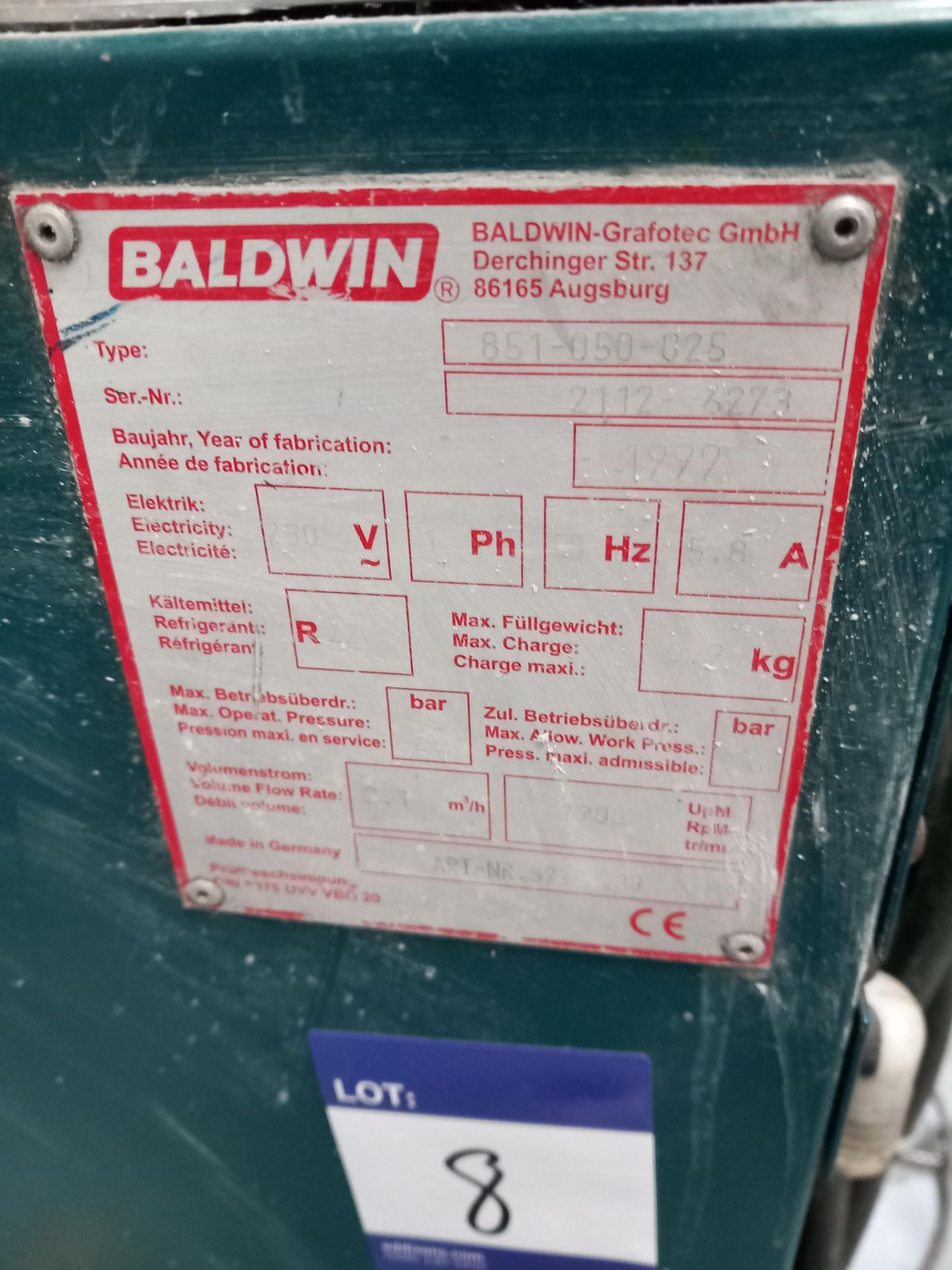 Halm Jet Press JPTWOD6D Envelope Printer, serial number 702-R (2002) with Baldwin 851-050-025, - Image 7 of 8