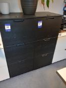 Two black laminate 3 drawer filing cabinets