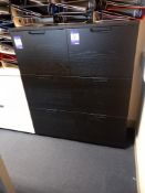 Two black laminate 3 drawer filing cabinets