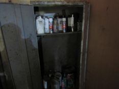 Steel storage cupboard and contents