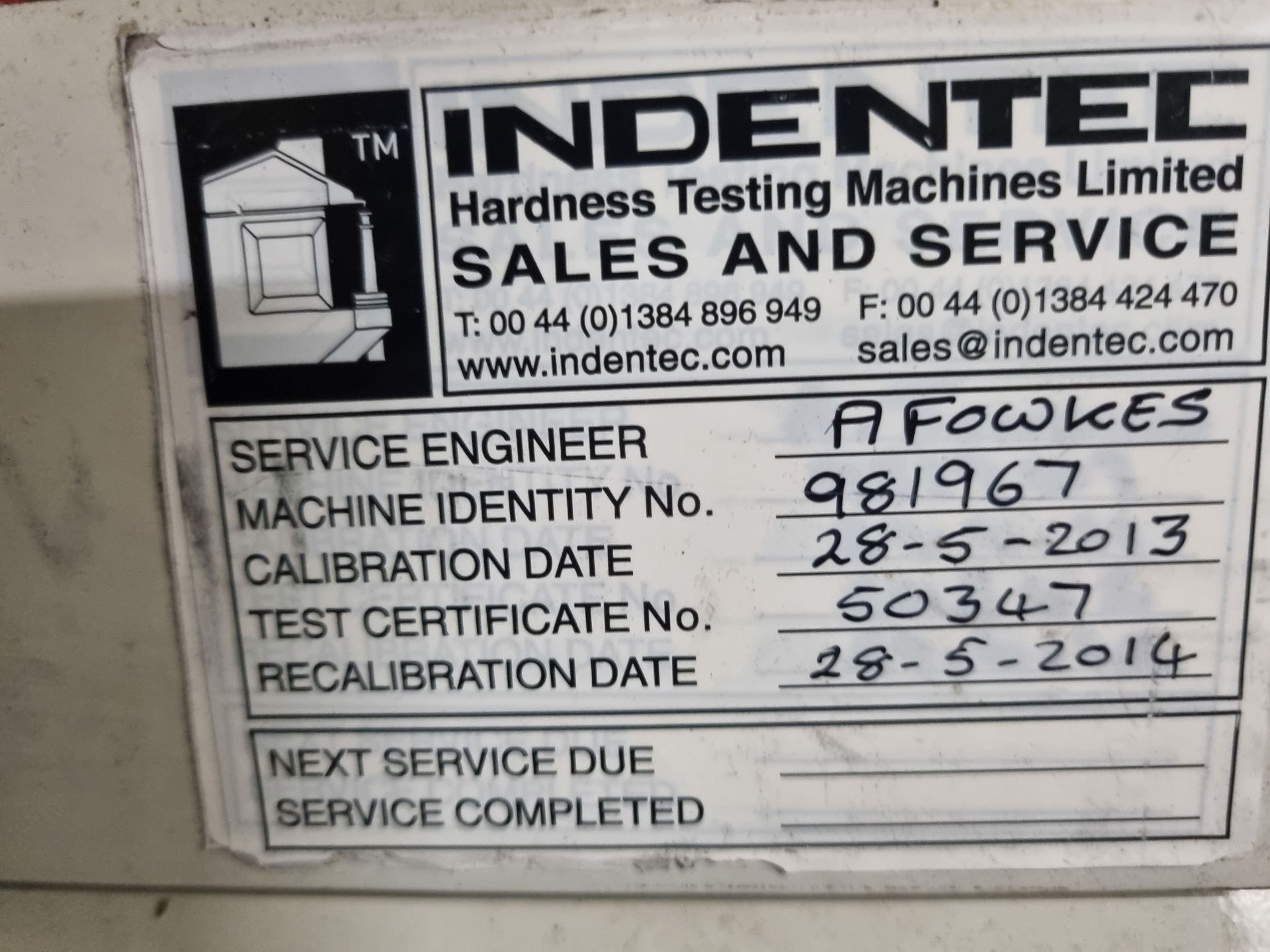 Indentec Rockwell 8150 Hardness Tester. - Image 3 of 5