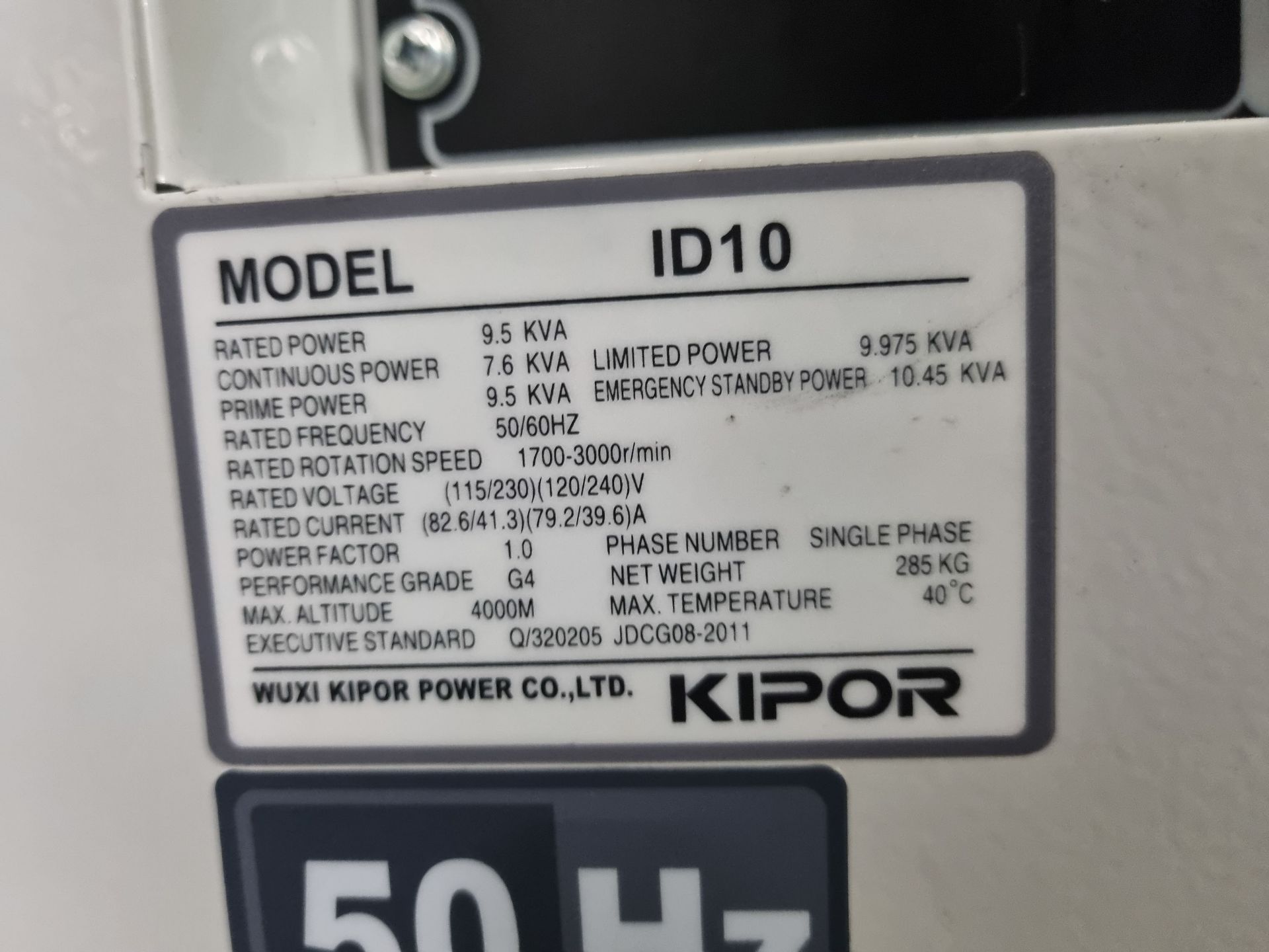 Kipor Sinemaster ID10 Single Phase Generator - Image 9 of 10